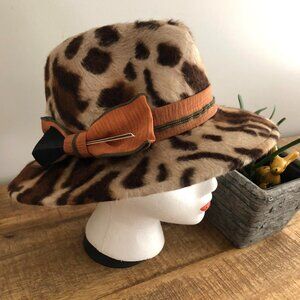 NWT Authentic Gena Conti Handcrafted Tiger Beaver Fur Felt Femme Fedora